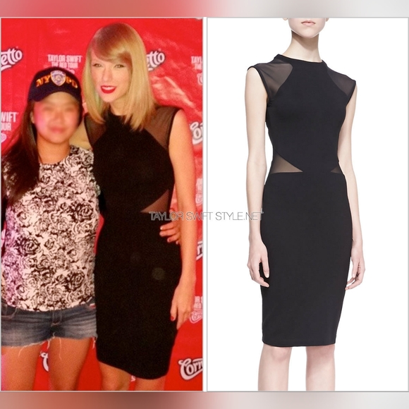 French Connection Viven Mesh-Paneled Jersey Dress - Picture 1 of 6